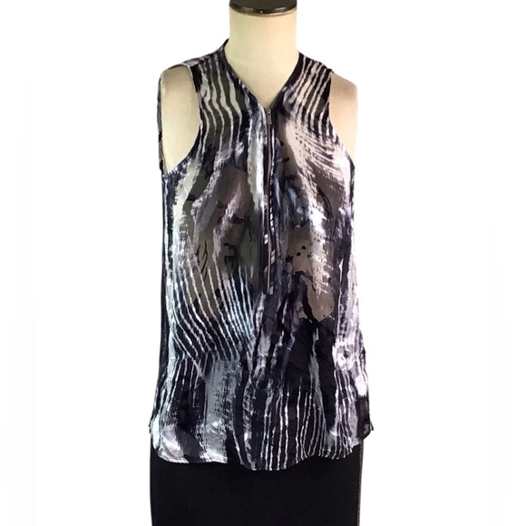 The Kooples Abstract Print Front Zip Top, XS, EUC - Picture 1 of 4